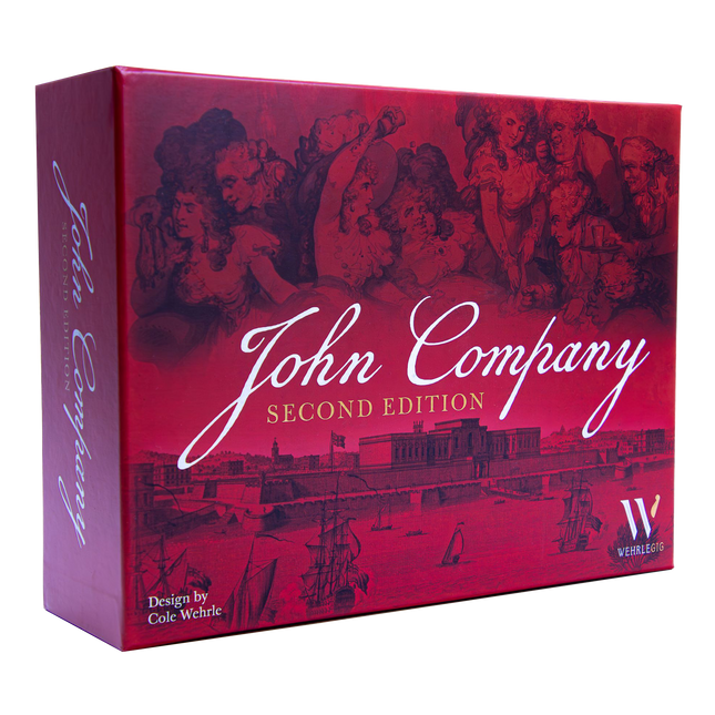 Game box of John Company: Second Edition, a game about nepotism in bureaucracy by Wehrlegig Games.