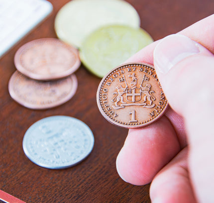 A close-up of the lowest metal coin used in John Company.