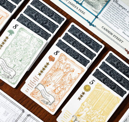Vice cards played as shown in the Molly House's solo mode, where players face the Rookery.