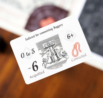 Possible Indictment that players may encounter during a game of Molly House. Rolls determine the punishment's severity. 